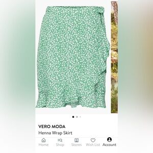 Vero Moda Green Floral Ruffle Midi Wrap Skirt